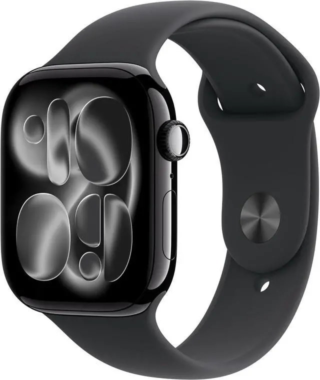 Main image of Apple Watch Series 11 (GPS) 46MM Jet Black Aluminum Case Black Sport Band