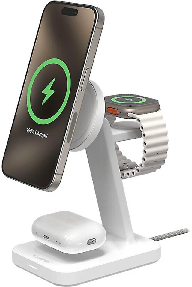 Main image of Mophie Snap+ 3-in-1 Qi2 Wireless Charge Stand - White