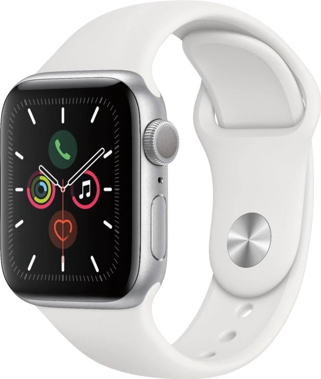 Alt view image 2 of 3 - Apple Watch Gen 5 Series 5 40mm Silver Aluminum - White Sport Band MWV62LL/A