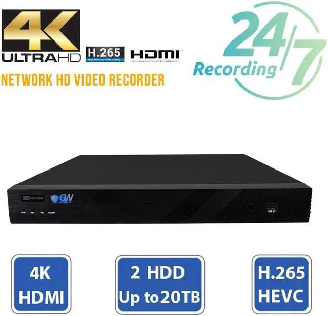 Alt view image 7 of 7 - GW 32CH 4K H.265 NVR 5MP IP Security Camera System with (32) x IP PoE 1920P 5 Megapixels Outdoor/Indoor Wide Angle Microphone Bullet Cameras 100 Feet Night vision Motion Detection (8TB HDD)