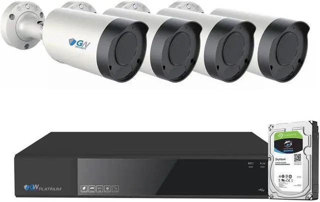 Main image of GW Security 4K Smart AI 5X Optical Zoom Color Night Vision Security Camera System, 8 Channel H.265+ 8MP NVR, 4 x UHD 4K POE Microphone 2.7-13.5mm Motorized Zoom Lens Human Detection Bullet Camera