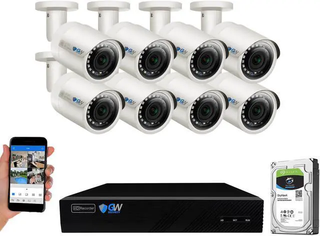 Main image of GW Built-in microphone PoE IP Security System, 8CH 4K H.265 NVR with 8 x 5MP 1920P IP Camera, Day/Night Weather Proof, Video Audio Power All Thru One Ethernet Cable, 2TB