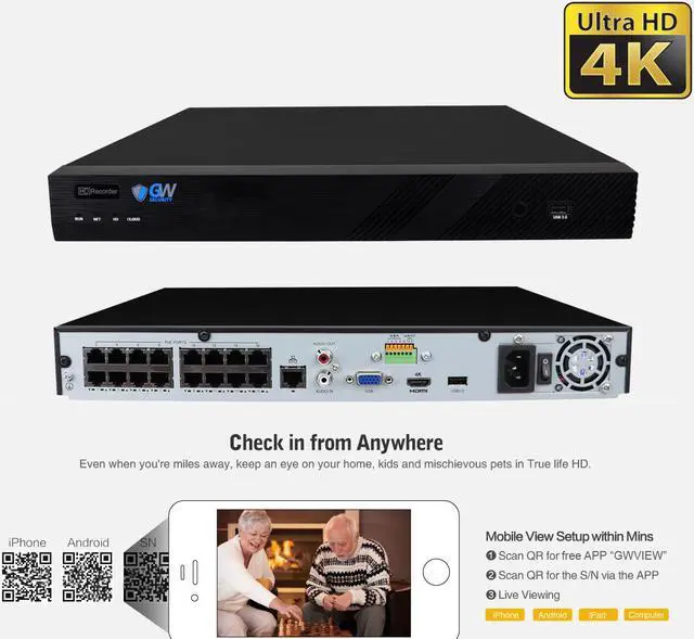 Alt view image 3 of 7 - GW Built-in microphone PoE IP Security System, 16CH 4K H.265 NVR with 12 x 5MP 1920P IP Camera, Day/Night Weather Proof, Video Audio Power All Thru One Ethernet Cable, 4TB