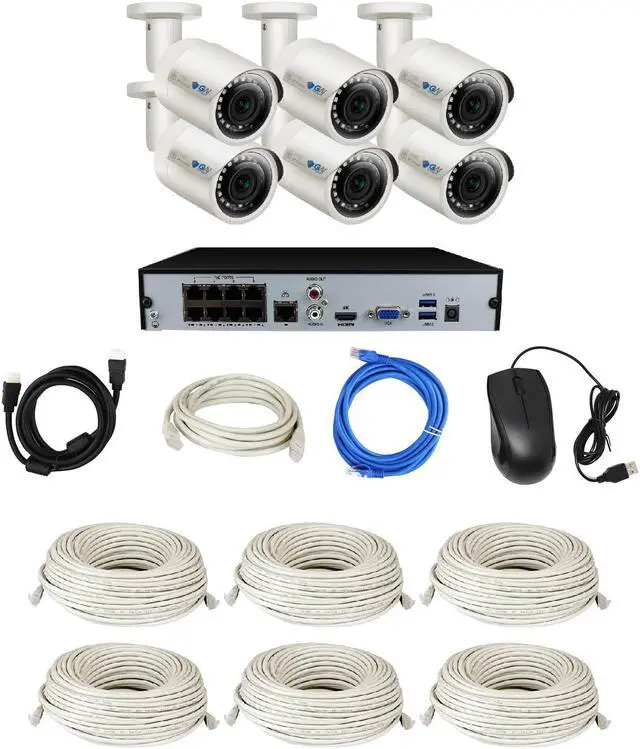 Alt view image 3 of 7 - GW 8CH 4K H.265 NVR 5MP IP Security Camera System with (6) x IP PoE 1920P 5 Megapixels Outdoor/Indoor Wide Angle Microphone Bullet Cameras 100 Feet Night vision Motion Detection (2TB HDD)