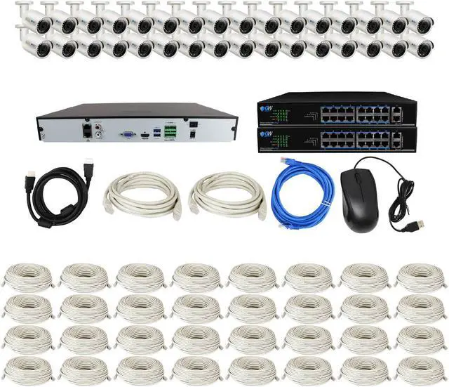 Alt view image 3 of 7 - GW 32CH 4K H.265 NVR 5MP IP Security Camera System with (32) x IP PoE 1920P 5 Megapixels Outdoor/Indoor Wide Angle Microphone Bullet Cameras 100 Feet Night vision Motion Detection (8TB HDD)