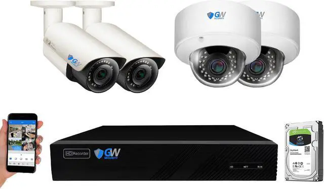 Main image of GW 8 Channel H.265 4K NVR 5MP 1920P 2.8~12mm Lens, Video Plug & Play IP Security System - 4 x POE 5MP Weatherproof IP Cameras (2TB Hard Drive Included)
