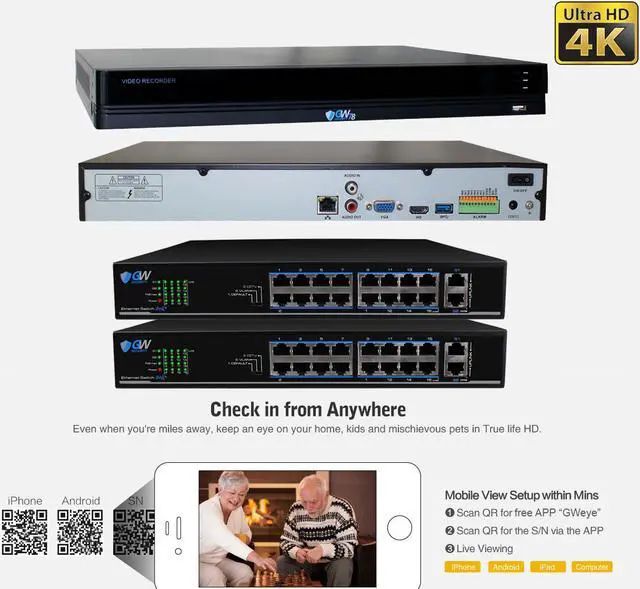 Alt view image 3 of 7 - GW AutoFocus 4K (8MP) Smart AI Video & Audio Security Camera System, 32 Channel H.265+ 4K NVR, 32 x 8MP UltraHD 3840x2160 Microphone POE Dome Camera 4X Optical Motorized Zoom Outdoor Indoor