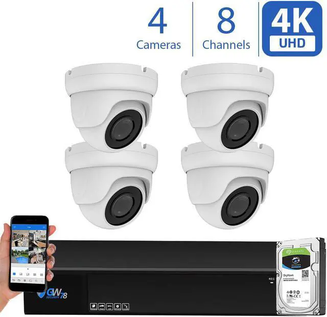 Main image of GW Security 8 Channel 4K (4X 1080P) CCTV AI Surveillance DVR System with 4 x Ultra 8.0MP HD 4K 2160P AI Human Detection Waterproof Security Cameras,100ft IR Night Vision, 1TB Hard Drive