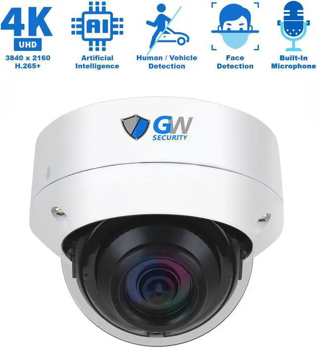 Alt view image 2 of 7 - GW Security UltraHD 4K 8 Channel H.265+ NVR 8MP Security Camera System, 4 x 4K 8MP Outdoor/Indoor Dome PoE IP Cameras, Smart AI Face Recognition Human/Vehicle Detection, 2TB HDD