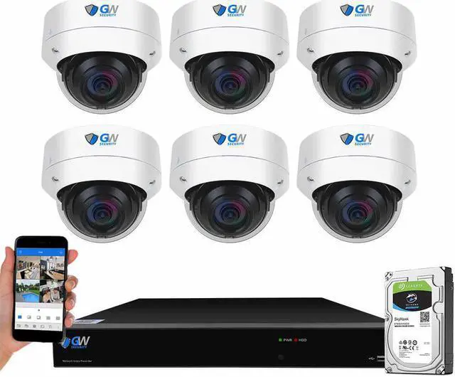 Main image of GW Security UltraHD 4K 8 Channel H.265+ NVR 8MP Security Camera System, 6 x 4K 8MP Outdoor/Indoor Dome PoE IP Cameras, Smart AI Face Recognition Human/Vehicle Detection, 2TB HDD