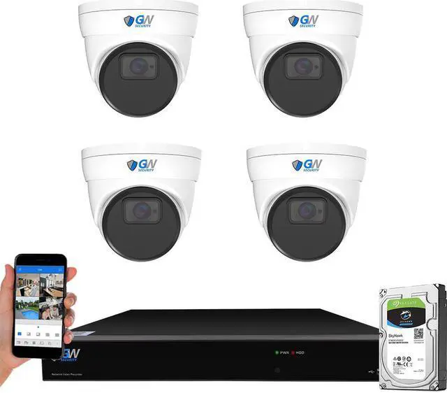 Main image of GW Security UltraHD 12MP 4K @30FPS 8 Channel H.265+ NVR Security Camera System, 4 x 12MP Microphone Color Night Vision Dome PoE IP Cameras, Smart AI Face Recognition Human/Vehicle Detection, 2TB HDD