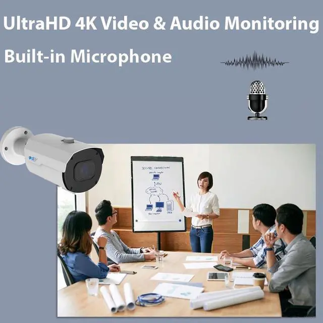 Alt view image 6 of 7 - GW Security 32 Channel 8MP UltraHD 4K (3840x2160) Audio & Video Motorized Zoom Smart AI Home NVR Security System - 32 x Bullet 8 Megapixel 2.8-12mm 4X Optical Zoom Waterproof Microphone IP PoE Cameras