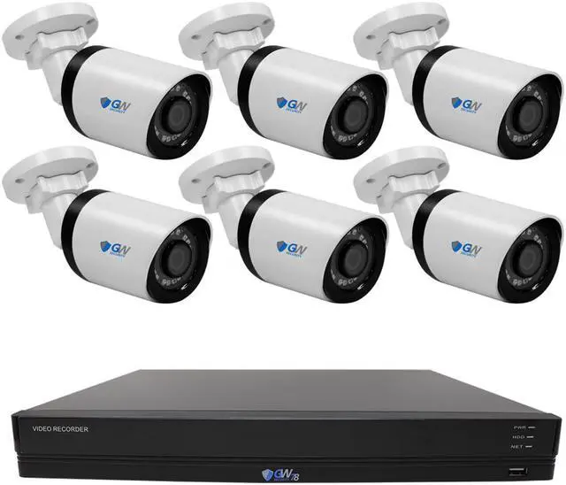 Main image of GW Security 8 Channel 4K H.265+ CCTV DVR Security System with (6) x HD 8MP 2160P Waterproof 4K Bullet Security Cameras, 100ft Night Vision, 2TB Hard Drive, Smart Motion Detection, Plug & Play