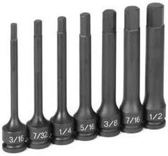 Main image of Grey Pneumatic 1247H 7-Piece 3/8 in. Drive SAE 4 in. Hex Impact Drive Socket Set
