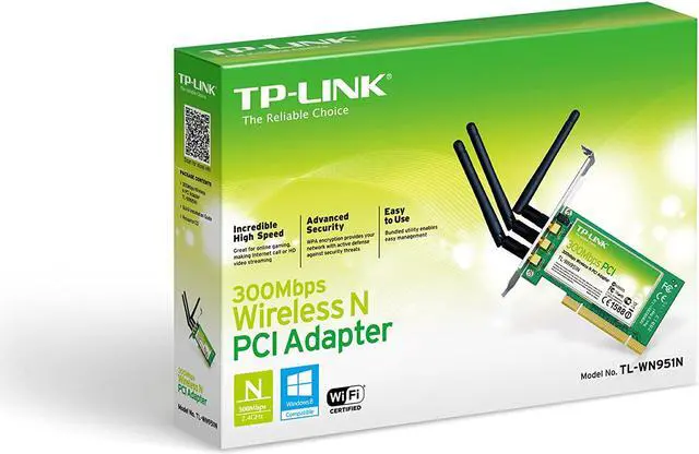Alt view image 2 of 2 - TP-LINK TL-WN951N Wireless N300 Advanced PCI Adapter