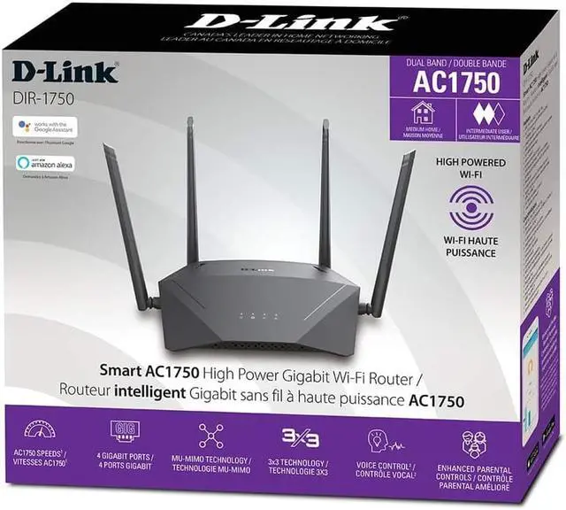 Alt view image 4 of 17 - D-Link WiFi Router AC1700 Mesh Smart Internet Network Works with Alexa & Google Assistant, WP3 MU-MIMO Dual Band Gigabit Gaming (DIR-1750-US) ( NEW )