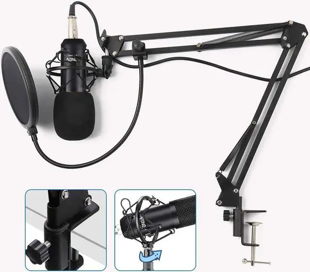 Alt view image 8 of 9 - USB Streaming Podcast PC Microphone  professional 192KHZ24Bit Studio Cardioid Condenser Mic Kit with sound card Boom Arm Shock Mount Pop Filter for Skype YouTuber Karaoke Gaming Recording