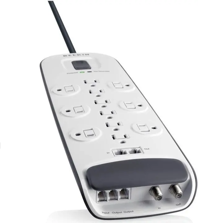 Alt view image 2 of 3 - BELKIN BV112234-08 8ft 12 Outlets 3996 j Surge with Ethernet, Cable/Satellite/Telephone Protection