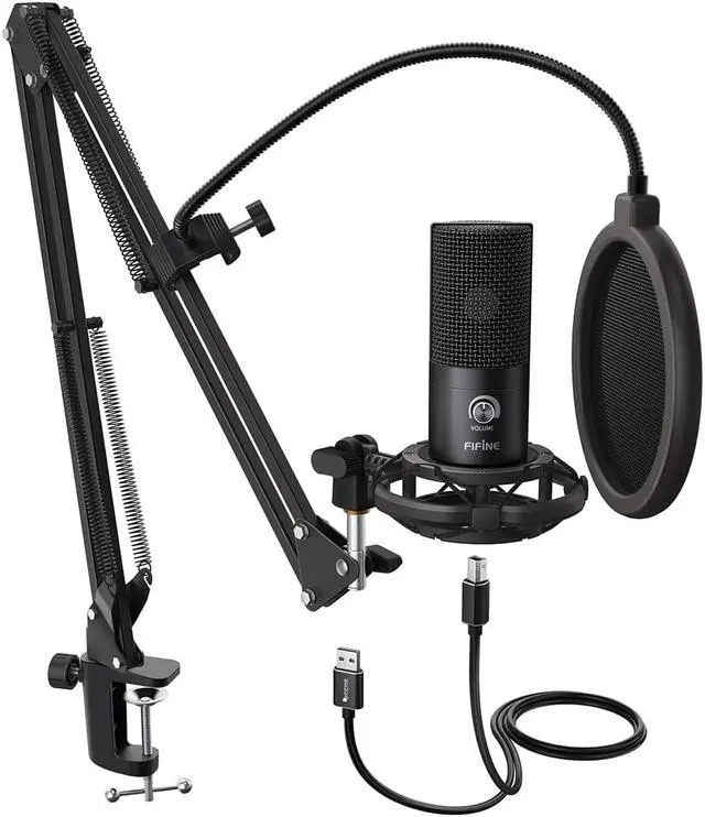 Main image of FIFINE Studio Condenser USB Microphone Computer PC Microphone Kit with Adjustable Scissor Arm Stand Shock Mount for Instruments Voice Overs Recording Podcasting YouTube Karaoke Gaming Streaming-T669