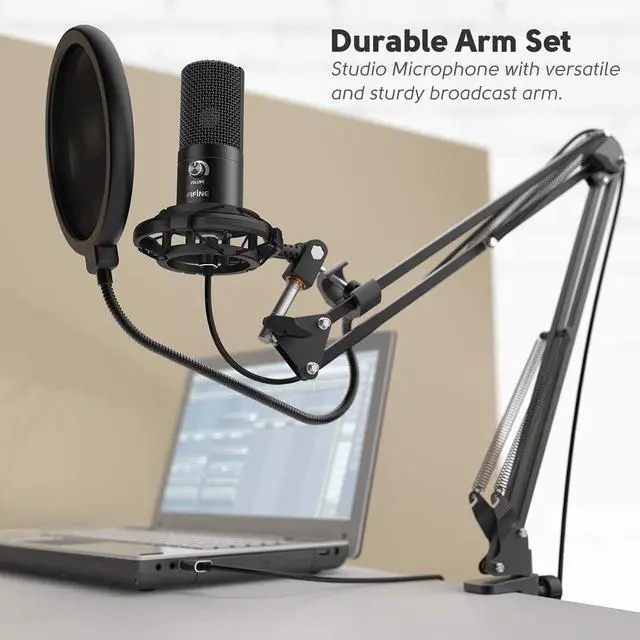 Alt view image 3 of 4 - FIFINE Studio Condenser USB Microphone Computer PC Microphone Kit with Adjustable Scissor Arm Stand Shock Mount for Instruments Voice Overs Recording Podcasting YouTube Karaoke Gaming Streaming-T669