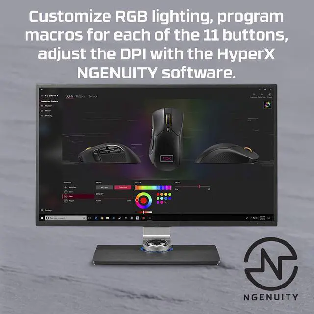 Alt view image 6 of 15 - HyperX Pulsefire Raid – Gaming Mouse, 11 Programmable Buttons, RGB, Ergonomic Design, Comfortable Side Grips, Software-Controlled Customization