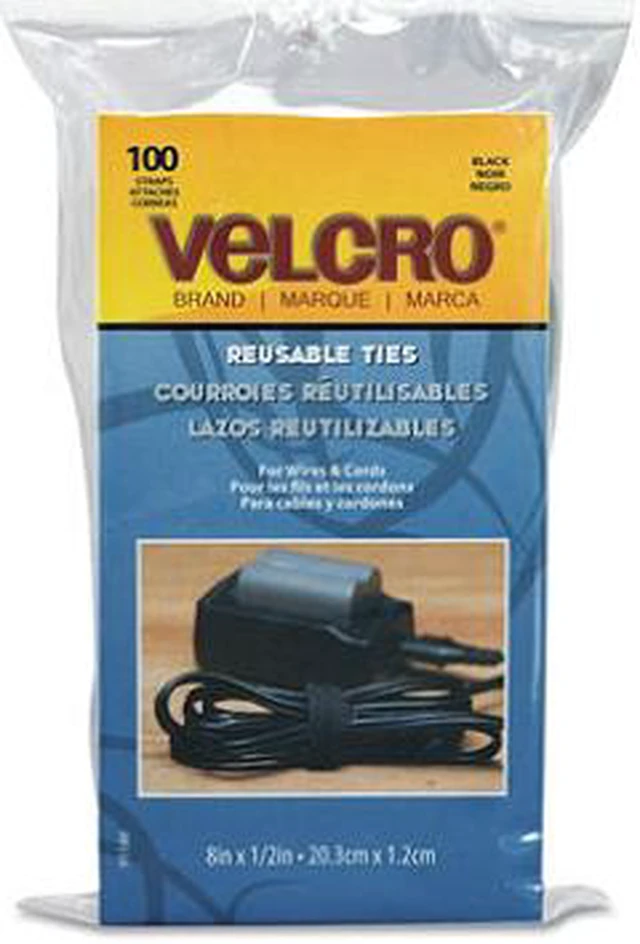 Alt view image 4 of 12 - Reusable Self-Gripping Cable Ties 1/2 x Eight Inches Black 100 Ties/Pack