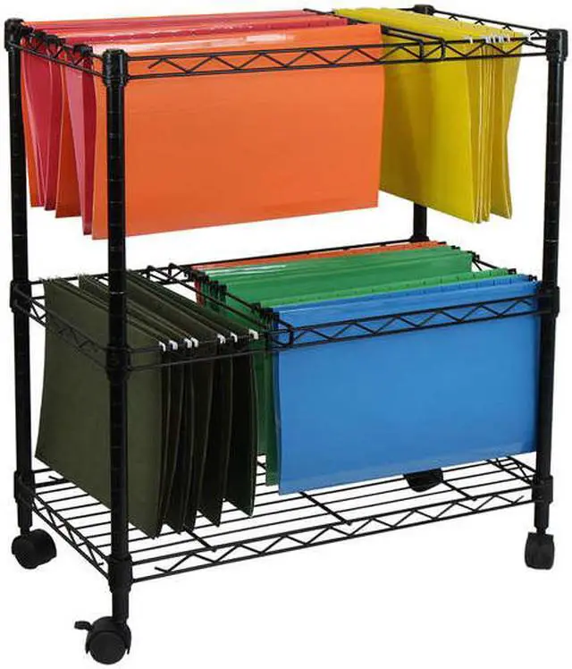 Alt view image 5 of 6 - Oceanstar Portable Black 2-Tier Metal Rolling File Cart
