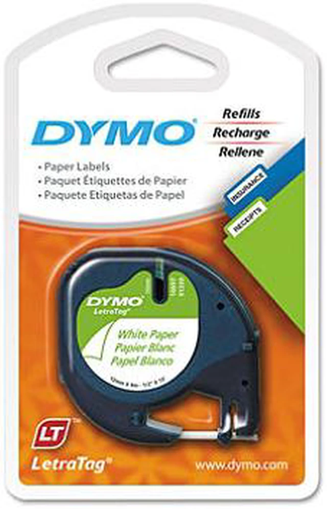 Main image of DYMO LetraTag - 10697 Paper Label Tape, 1/2", White - 2 Pack