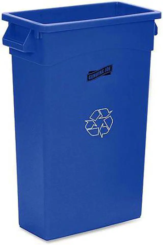 Alt view image 3 of 19 - Genuine Joe Recycling Container 23 Gallon 22-1/2"x11"x30" Blue 57258