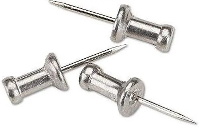 Alt view image 3 of 6 - Gem Aluminum Head Push Pins, Aluminum, Silver, 1/2", 100/Box CPAL4
