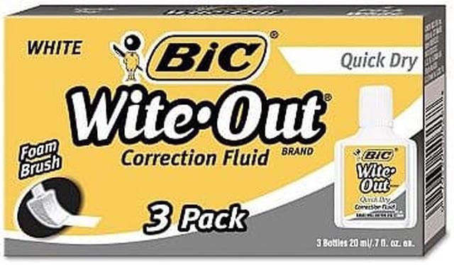BIC Wite-Out Quick Dry Correction Fluid - 3 Pack (BICWOFQD324)