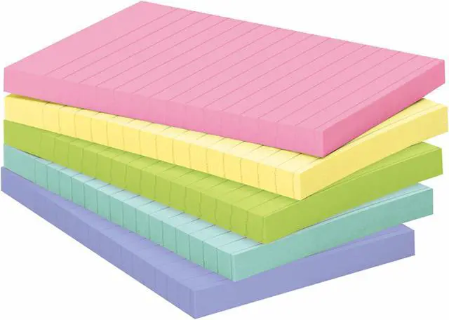 Main image of 3M 6605PKAST 4 x 6 Ruled Five Colors Five 100-Sheet Pads Pack
