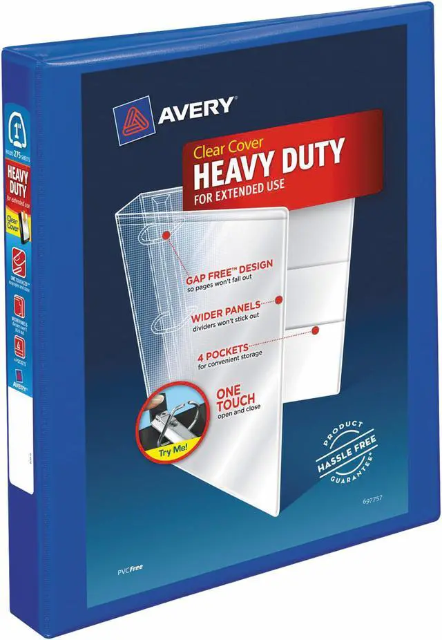 Alt view image 4 of 20 - Avery Heavy-Duty View Binder w/Locking EZD Rings 1" Cap Pacific Blue 79772