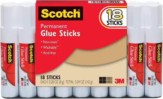 Alt view image 3 of 9 - 3M Permanent White Glue Sticks 0.28 oz 18/Pk MMM600818