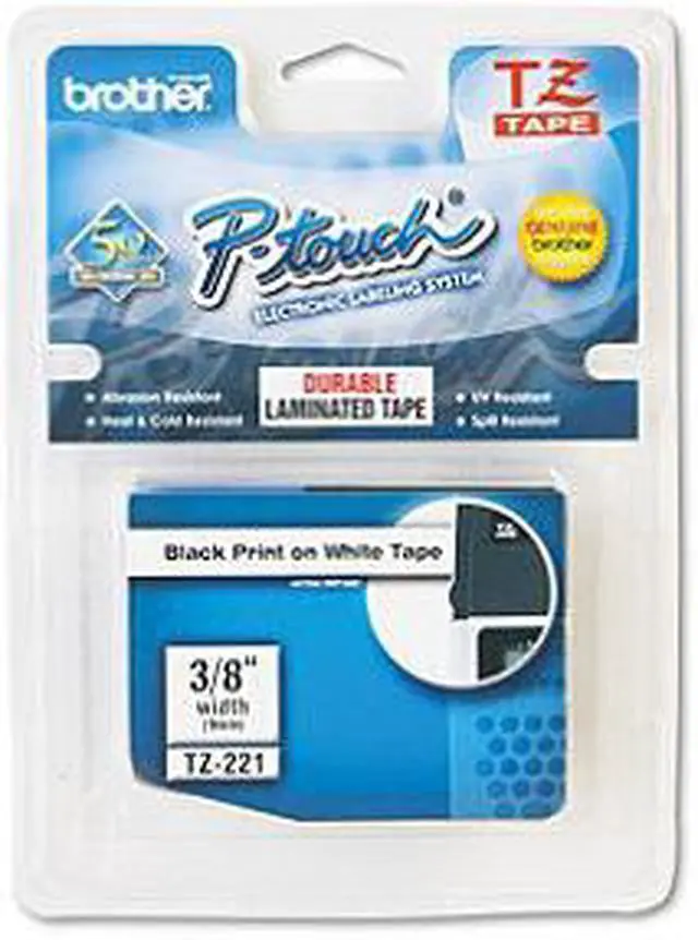 Alt view image 6 of 20 - Brother P-touch TZe Laminated Tape Cartridges - 3/8" Width x 26 1/5 ft Length - Rectangle - White - 1 Each  BRTTZE221
