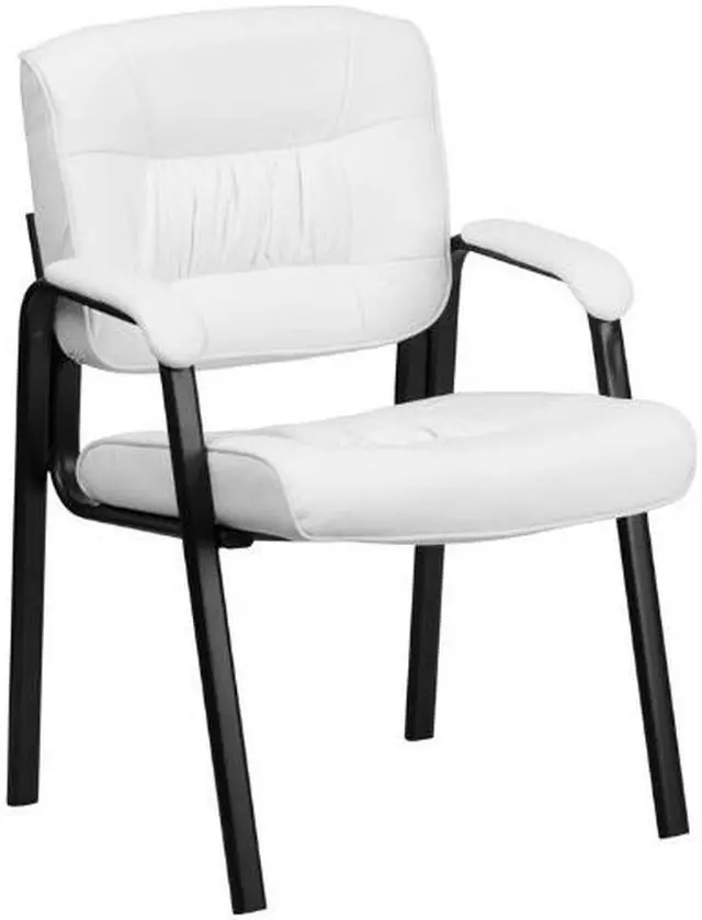Alt view image 5 of 17 - Black Leather Guest Chair with Tablet Arm, Chrome Legs and Cup Holder