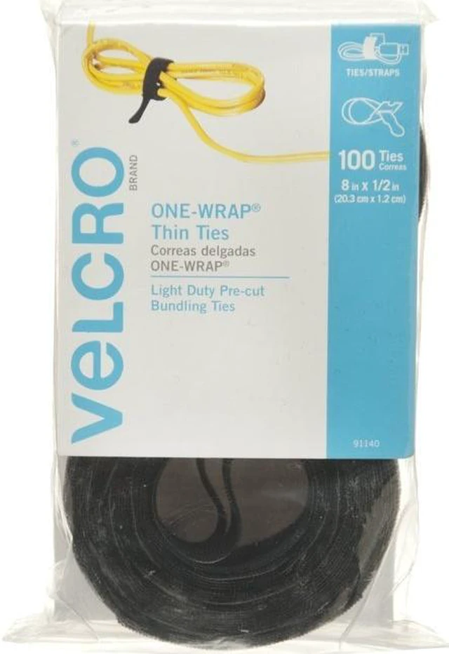 Alt view image 12 of 12 - Reusable Self-Gripping Cable Ties 1/2 x Eight Inches Black 100 Ties/Pack