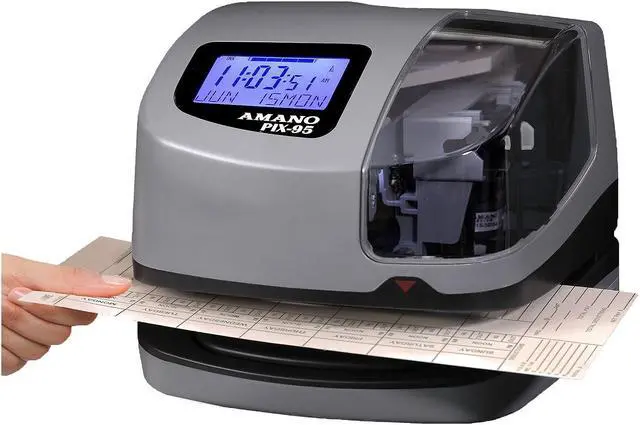 Alt view image 2 of 3 - Amano Time Clock  Includes Clock, Manual, keys PIX-95/A421