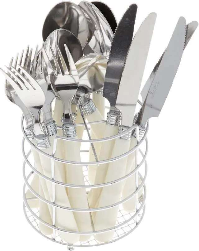 Main image of Gibson 53382.16 Sensations II Plastic Handle Flatware, White - 16 Piece