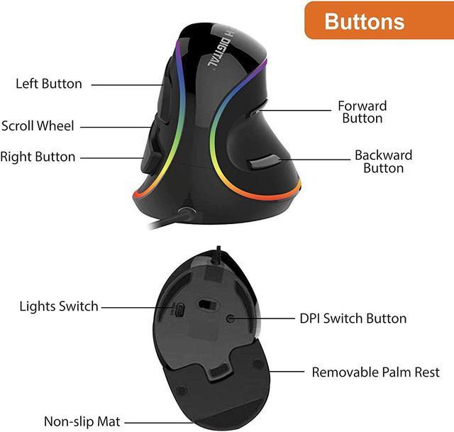 J-Tech Digital Vertical Ergonomic Mouse Wired with Chroma RGB