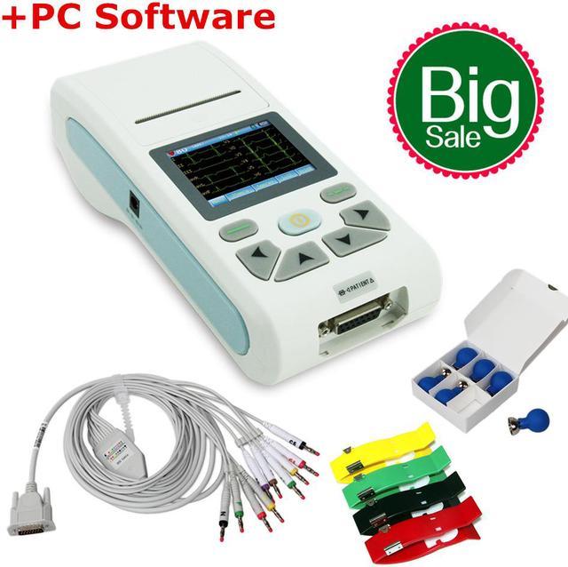 CONTEC Handheld Portable ECG Machine 12 lead 3/6/12 Channel  electrocardiograph Printer & Software 