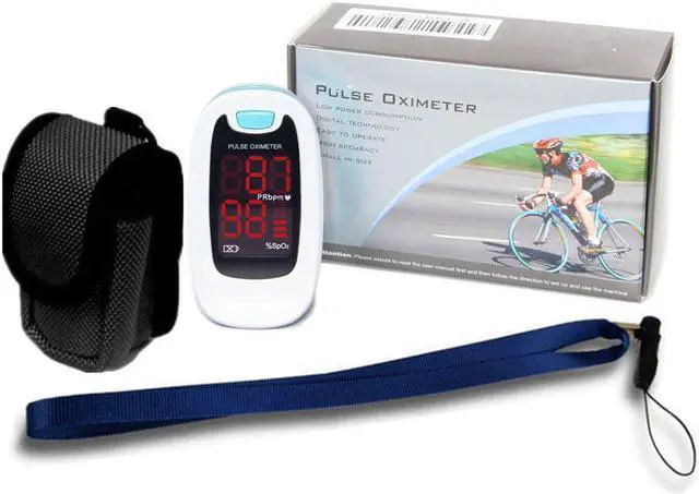 Alt view image 4 of 5 - Finger Pulse Oximeter Blood Oxygen Meter SpO2 PR Heart Rate Patient Monitor Free Lanyard