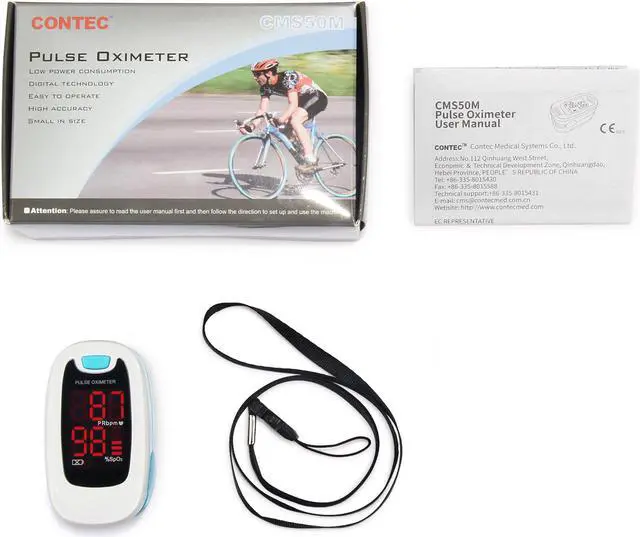 Alt view image 7 of 7 - CONTEC Finger Pulse Oximeter LED Blood Oxygen Saturation Monitor Heart Rate Monitor