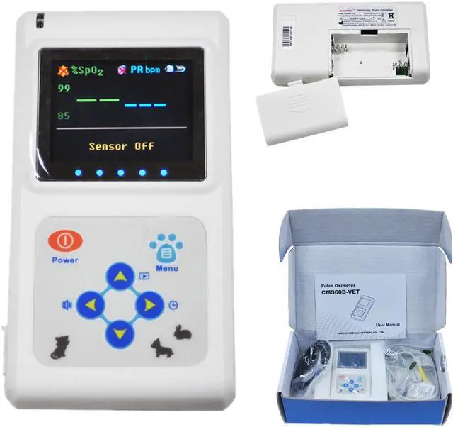 Alt view image 2 of 6 - CONTEC 2014 New CMS60D Veterinary Hand-held Pulse Oximeter With Vet Probe+Free PC software