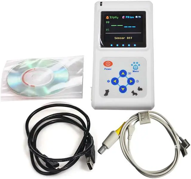 Alt view image 6 of 6 - CONTEC 2014 New CMS60D Veterinary Hand-held Pulse Oximeter With Vet Probe+Free PC software