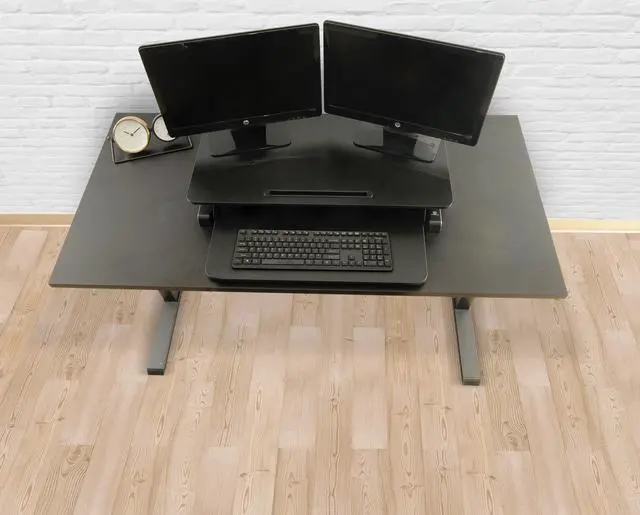 Alt view image 6 of 15 - TechOrbits Standing Desk - Stand Up Desk Converter And Monitor Riser - Height Adjustable Sit Stand Tabletop Workstation