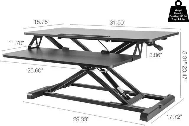 Alt view image 3 of 15 - TechOrbits Standing Desk - Stand Up Desk Converter And Monitor Riser - Height Adjustable Sit Stand Tabletop Workstation