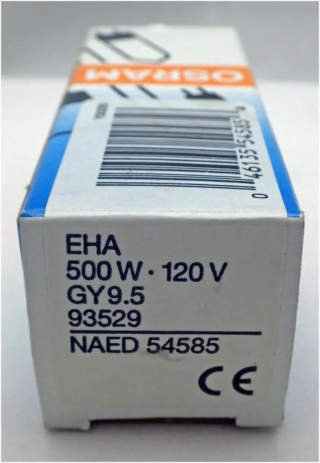 Alt view image 6 of 10 - OSRAM EHA bulb 500w 120v GY9.5 3200K Single Ended Halogen Light Bulb