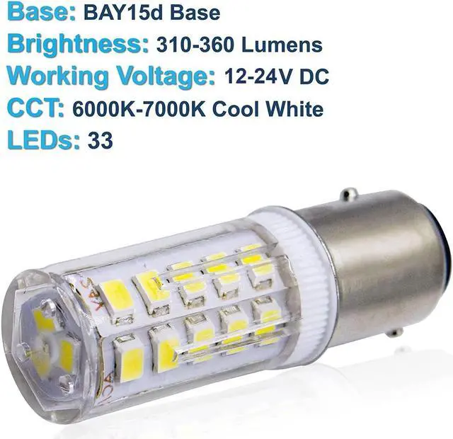 Alt view image 2 of 7 - HQRP BAY15d 24LED SMD2835 Cool White Light Bulb Compatible with Aqua Signal Series 40, 41, 42,& 50 / Hella 2984 and Perko 200 Fixtures 12-24V DC Replacement