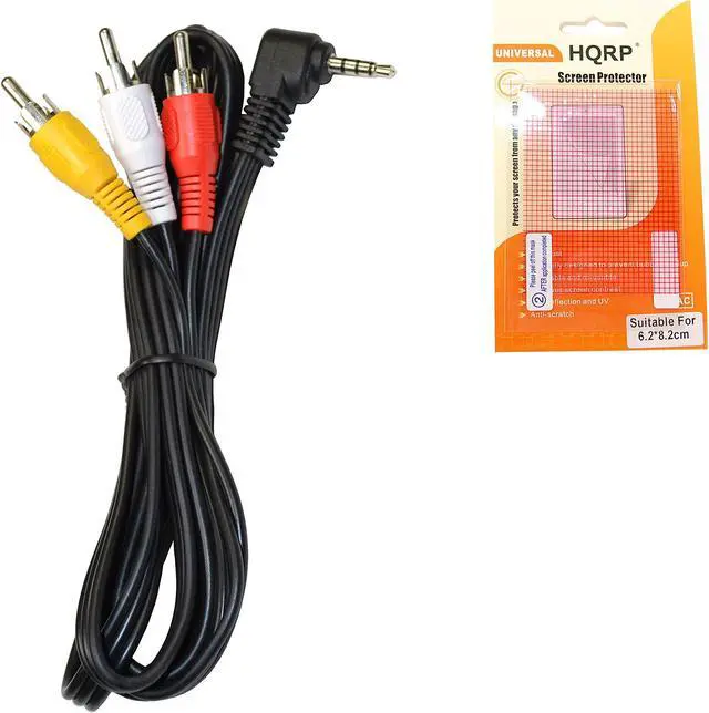 Main image of HQRP AV Audio Video Cable / Cord for Canon ZR830, ZR85, ZR850, ZR90, ZR900, ZR930, ZR950, ZR960 Camcorder + LCD Protector